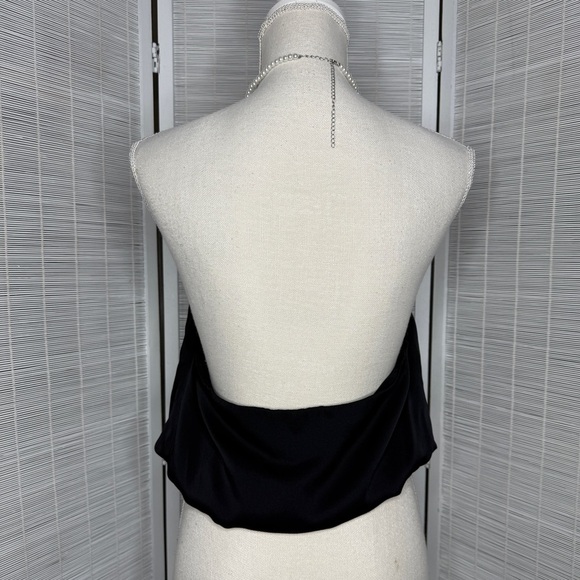 Cami NYC Silk Pearl Strap Halter Top Black Size M New with Tags - Picture 3 of 8